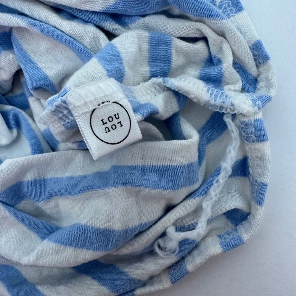 MILES Newborn Knotted Gown - Lou Lou‎ & Company Light Blue and White Stripes